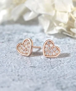 Bông Tai Bạc 925 Nụ Trái Tim Đính Đá Love Heart