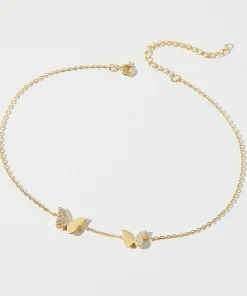 Lắc Chân Bạc 925 Bướm Đôi Đính Đá Dainty Butterfly