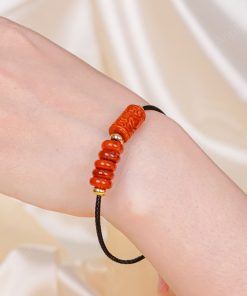 Vòng Tay Dây Cáp Đồng Điếu Ngọc Huyết Lu Thống