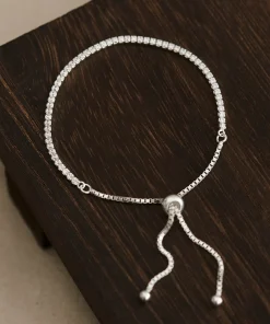 Lắc Tay Bạc 925 Tennis Dây Rút Bản Nhỏ